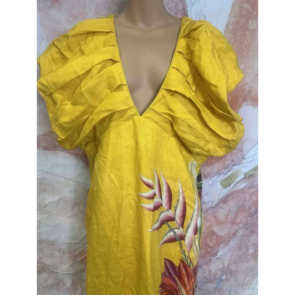 Anthropologie Farm Rio V-Neck Linen Midi Dress - Picture 11 of 13